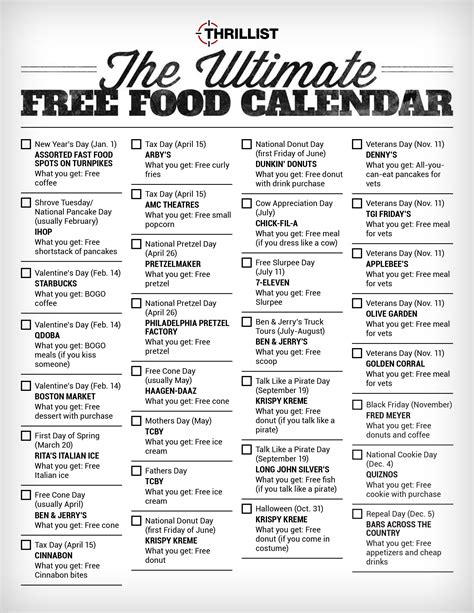 National Day Food Calendar - Printable Calendars AT A GLANCE