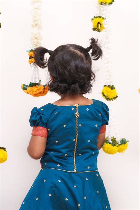 Nirainila Teal Blue Mini – Premium Kids Top & Skirt Set | Ekanta Studio ...