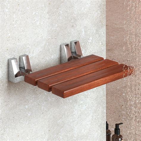Folding Shower Seat - Teak Shower Seat Wall Mounted - 16 Inch Floating ...