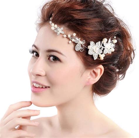 Buy Ziory 1pc Silver Crystal Rhinestone Pearl Headband Wedding Party ...