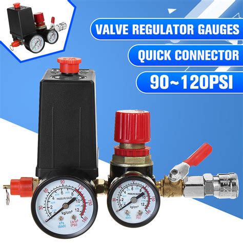 Air Compressor Pressure Switch Valve With Regulators Gauge plastic ,11 ...