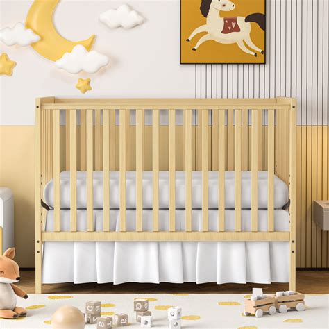 SESSLIFE 5-In-1 Convertible Crib, Natural Baby Bed, Converts from Baby ...