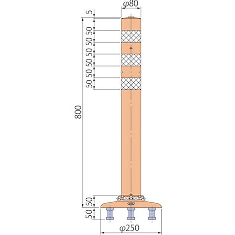 ポストコーンスタンダードPBT－80－250－R – GREEN CROSS-select 工事現場の安全対策用品なら