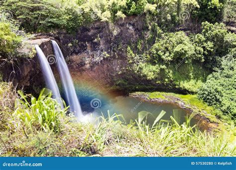 Opaekaa Falls Kauai Hawaii stock photo. Image of flowing - 57530280
