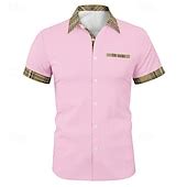 Men's Shirt Summer Shirt Button Up Shirt Black White Pink Red Purple ...