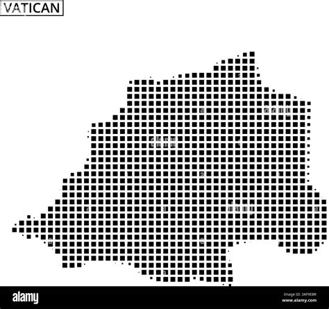 A black grid outline of Vatican City illustrates its unique shape on a neutral background. This ...