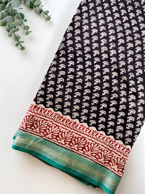 Black and Teal Blue Cotton Silk Saree – Blouses by Barakah