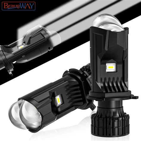 BraveWAY-Triple-Light-Beams-LED-H4-Headlight-Bulbs-with-Projector-Mini ...