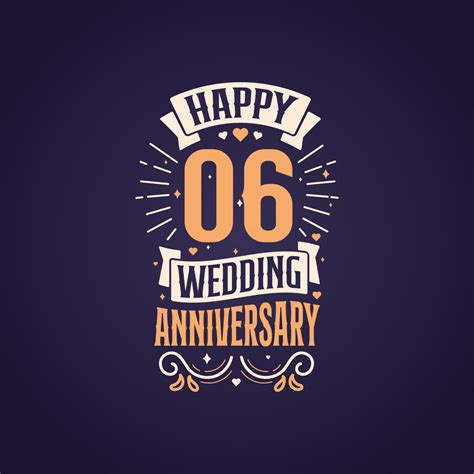 Happy 6th wedding anniversary quote lettering design. 6 years ...