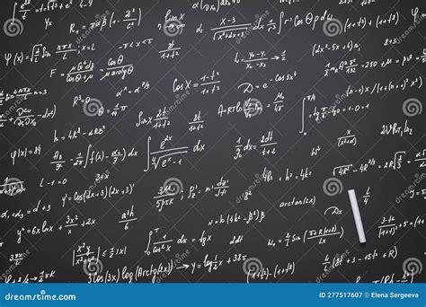 Abstract Mathematical Background Written in Chalk on a Blackboard Formulas, Calculations and and ...