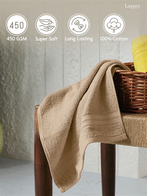 Be Bold 100% Cotton 450 GSM Beige Solid Hand Towels - Set of 2 (60 L c