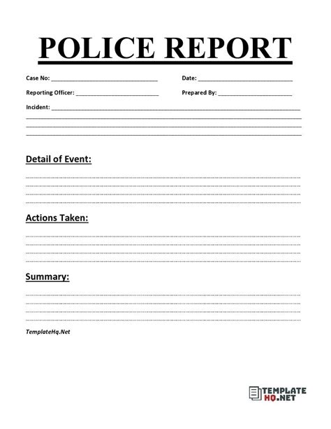 Police Incident Report Template | Templates Hexagon