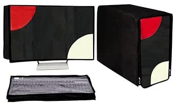 GUTSAV SALES 22" Dust Cover Set - Desktop, Keyboard, CPU (Black, Water ...