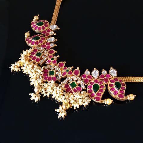 Pure Silver Kundan Mango Pearl Necklace – Enumu