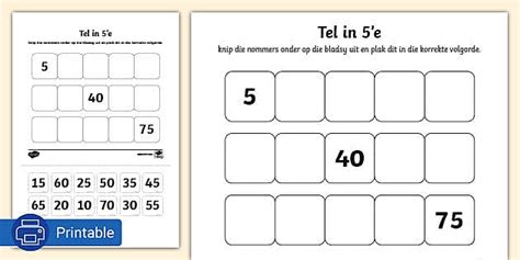 Tel in 5'e Knip en Plak Aktiwiteitskaart (teacher made)