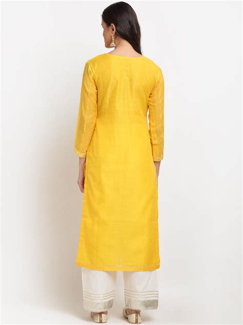 Daffodil Gotta Straight Kurti with Off-White Gotta Palazzo – anokherang