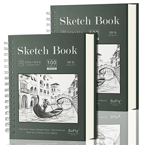Sketch Book 5.5 X 8.5 - Spiral Sketchbook Pack of 2, SuFly 200 Sheets ...