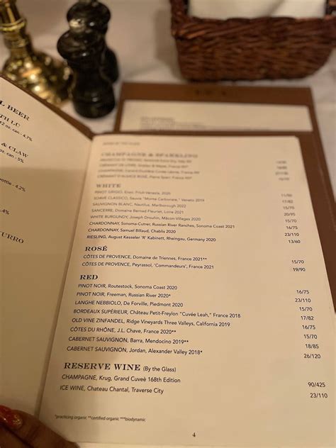 Menu at RL Restaurant, Chicago, 115 E Chicago Ave