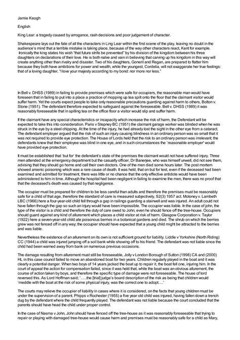 SOLUTION: King lear a tragedy caused by arrogance rash decisions and ...