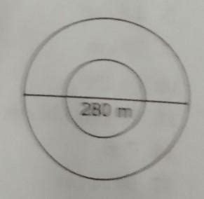 The area of a circular road is 22176 sq m. If the diameter ofthe outer ...