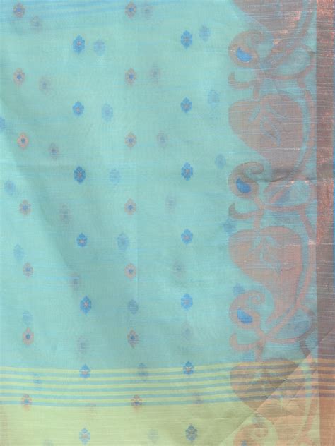 Tea Green Cotton Blend Handwoven Saree With Woven Zari Paisley And Flo ...
