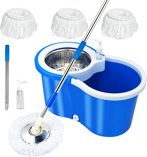 Amazon.com: Spin Mop and Bucket with Wringer Set, Stainless Steel 360 ...