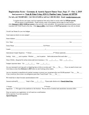Fillable Online Registration Form Germany & Austria Square Dance Tour ...