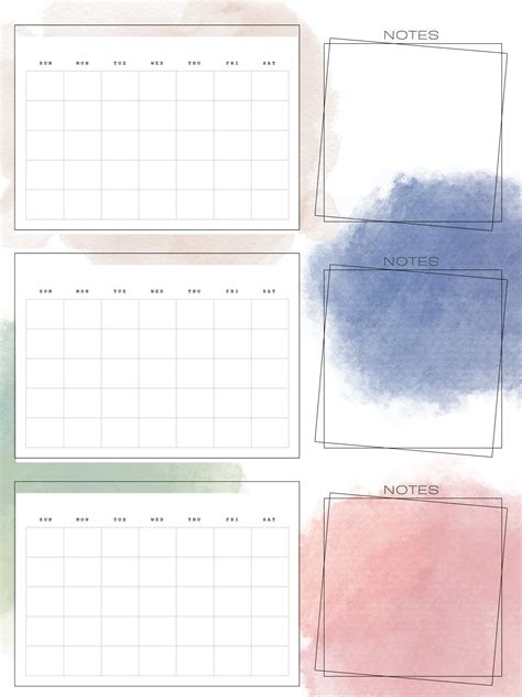 3 Month Calendar Template