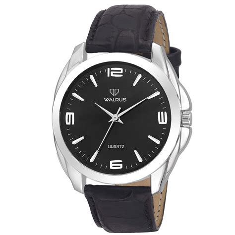 Walrus® Black Dial Analog Leather Strap Wrist Watch for Men : Amazon.in ...
