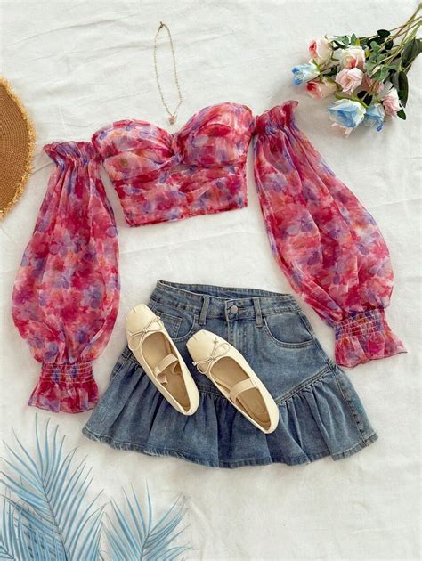 Soleia Women's Casual Romantic Watercolor Floral Print Off Shoulder ...