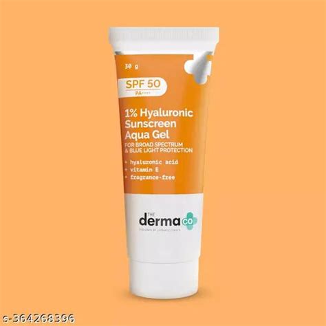 The Derma Co.1% Hyaluronic Sunscreen SPF 50 Aqua Gel, PA++++, Lightwei ...