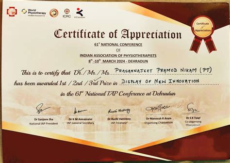 Dr.Prasannajeet Nikam conferred with National Award in Physiotherapy