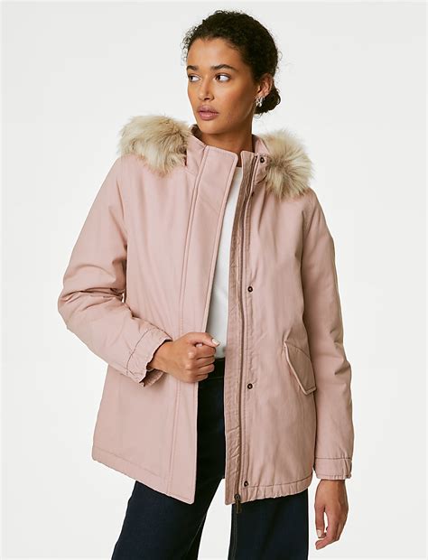 Buy Cotton Rich Hooded Borg Lined Parka Coat at Marks & Spencer