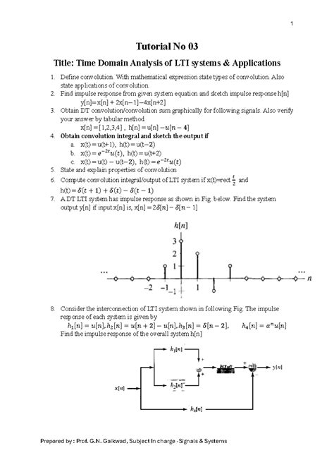 SS Tutorial No 03: Time Domain Analysis of LTI Systems - Studocu