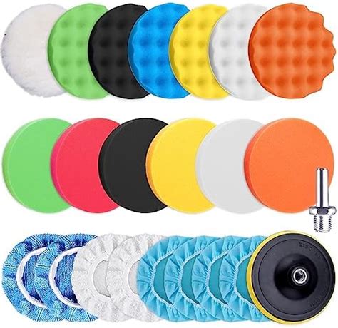 SIQUK 23pc 5" Buffing Pads Set - Foam Polishing Pads, Waxer Bonnets ...