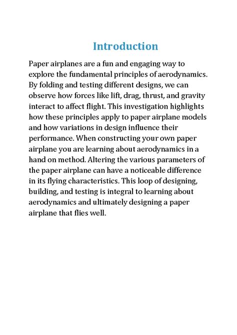 Introduction to Aerodynamics through Paper Airplanes: Basics and ...