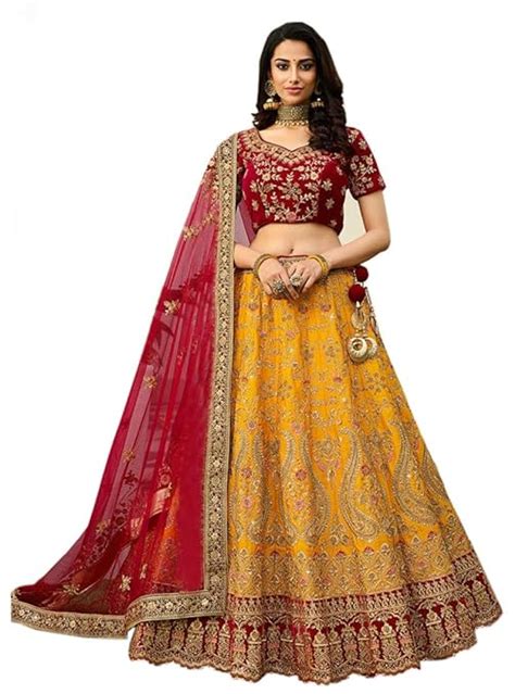Buy Globalia Creation Women's Silk Semi stitched Lehenga Choli (palak ...