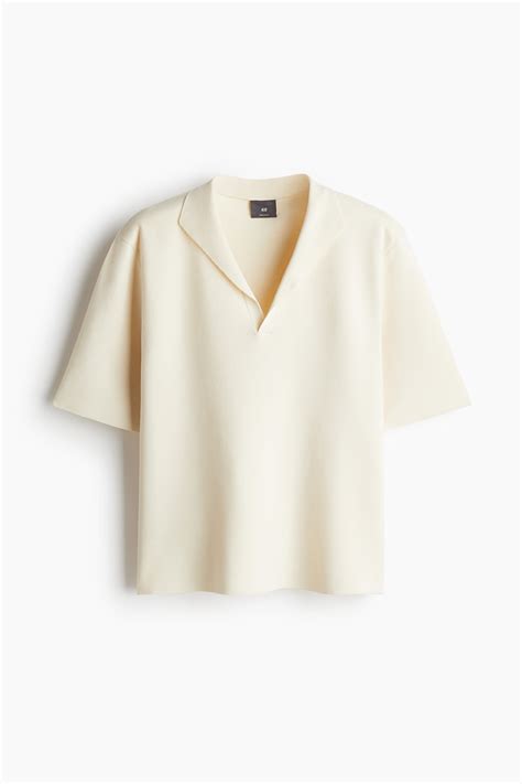 Regular-Fit V-Neck Polo Shirt - Cream - Men | H&M US