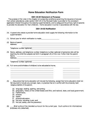 PEACH Homeschool Home Education Notification Form - Fill and Sign ...