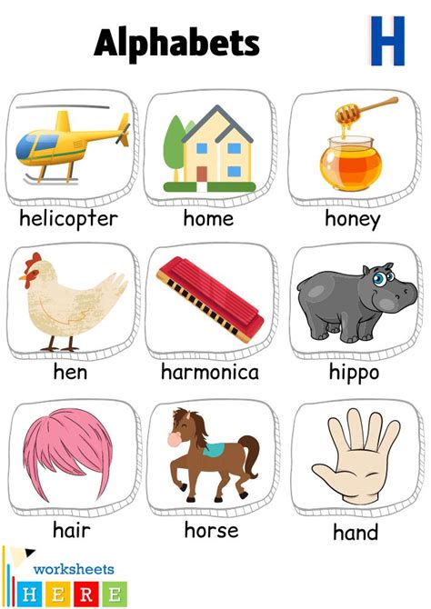 Alphabet H Words with Pictures, Letter H Vocabulary with Pictures H ...