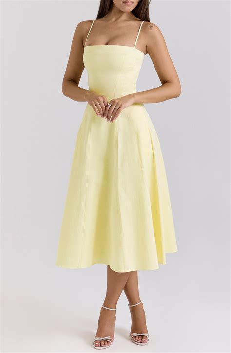 HOUSE OF CB Dolly Seamed Stretch Cotton Twill Midi Sundress | Nordstrom ...