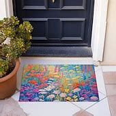 Colorful Flowers Doormat Floor Mats Washable Rugs Kitchen Mat Non-Slip ...