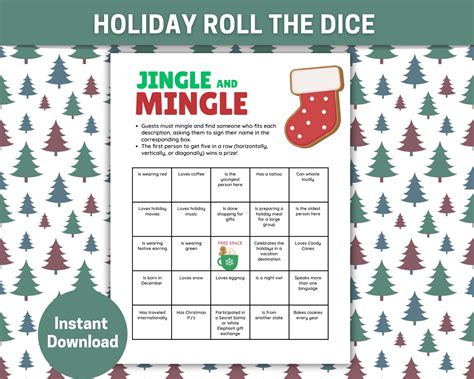 Christmas Party Bingo Game, Jingle and Mingle Icebreaker (Digital ...