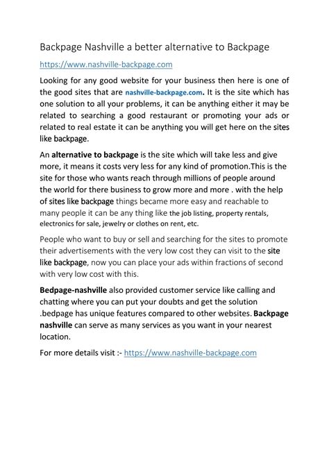 PPT - Backpage Nashville a better alternative to Backpage. PowerPoint ...