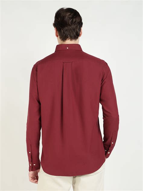 Shop Gant Men Red Solid Collar Shirt - GANT India