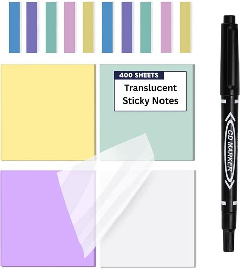 Amazon.com : 400 Sheets Transparent Sticky Notes, 3x3 inch Clear Sticky Notes Set, See Through ...