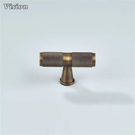 Meridian Knurled Brass Cabinet T-Knob - Antique Bronze | Vision Cabinet ...