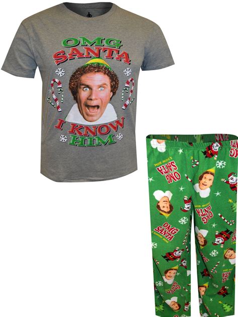 Centric Brands Mens Elf Movie Buddy the Elf OMG Santa Pajama (Large ...