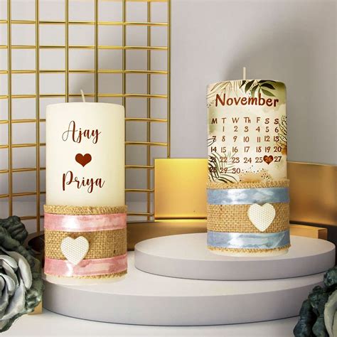 The Happy Dreams Personalised Anniversary Candles-Set of 2 | Calender ...