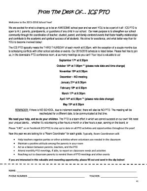 Fillable Online From The Desk Of ICS PTO - Immaculate Conception School ...